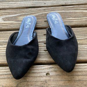 etc Pointy Backless Black Flats